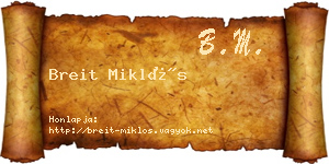 Breit Miklós névjegykártya